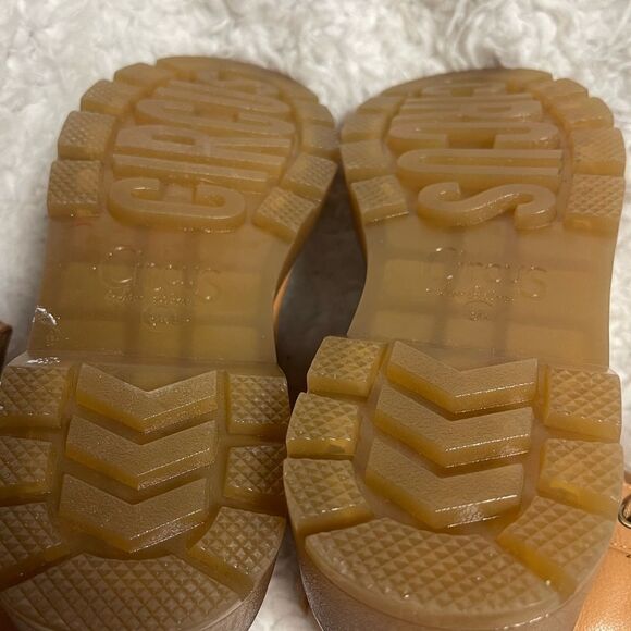 Sam Edelman Circus Synthetic tan lace up Combat Moto Boot chunky soles Size 8.5M - Picture 13 of 14